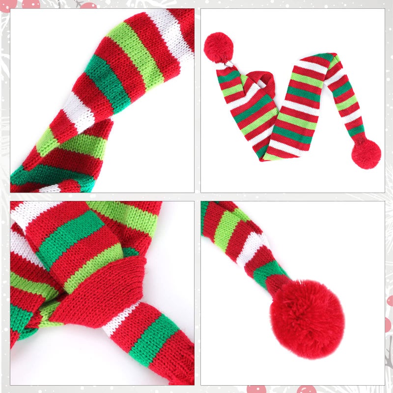 BWOGUE Dog Christmas Reindeer Elk Antlers Headband and Red-White-Green Striped Scarf Set Pet Christmas Costume Dog Costumes Accessories for Dogs and Cats - Image 3